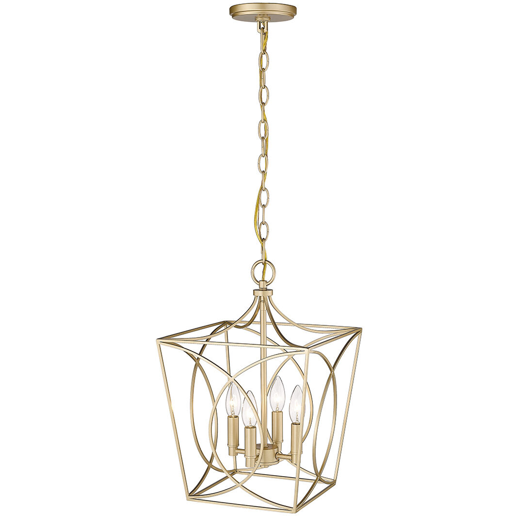 Tracy 4 Light 12 inch Painted Modern Gold Pendant Ceiling Light